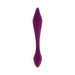 Burgundy silicone rechargeable vibrator with curved shaft and tapered ends for targeted G-spot stimulation.