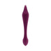 Burgundy silicone Lochness G rechargeable vibrator with ergonomic curved design and ring handle.