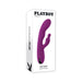 Purple Playboy Busy Bunny dual stimulator vibrator shown on white packaging box with black text and logo.