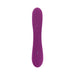 Purple silicone Playboy Busy Bunny rechargeable dual stimulator vibrator with smooth curved design and control button.