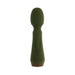Green silicone rechargeable mini wand vibrator with a rounded head and ergonomic handle.