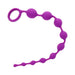 Purple silicone beaded adventure toy with graduated beads and a large retrieval ring on a white background.
