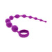 Purple silicone beaded adventure toy with graduated beads and a retrieval ring, designed for safe and comfortable use.