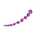 Purple silicone beaded toy with 10 graduated beads and a large retrieval ring handle.