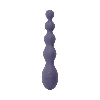 Purple silicone rechargeable anal vibrator with graduated beaded design and single-button control.