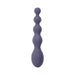 Purple silicone rechargeable anal vibrator with graduated beaded design and ergonomic handle on white background
