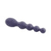 Purple silicone anal vibrator with graduated beads and a rounded handle featuring a single power button.