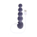 Purple silicone beaded anal vibrator with USB charging cable on white background.
