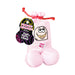 Pink novelty gift bag with playful cartoon face and sound button, designed for fun party occasions.
