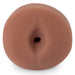 Close-up of a brown, lifelike textured adult toy designed for realistic feel and use.
