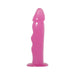 Pink realistic-style dildo with a suction cup base and subtle textured ridges for varied sensations.