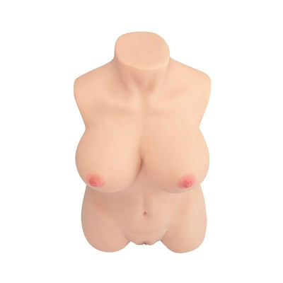 Realistic female torso with detailed breasts and hips in soft skin tone, designed for intimate use.
