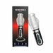 The Male Rose 3 rechargeable male masturbator with transparent textured sleeve and black control handle next to its black and red packaging box.