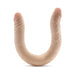 Beige double-ended flexible dildo with realistic texture and detailed veins, designed for versatile intimate use.