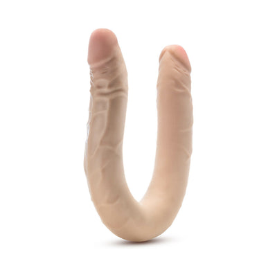 Beige double-ended posable dildo with realistic texture and flexible design for versatile intimate use.