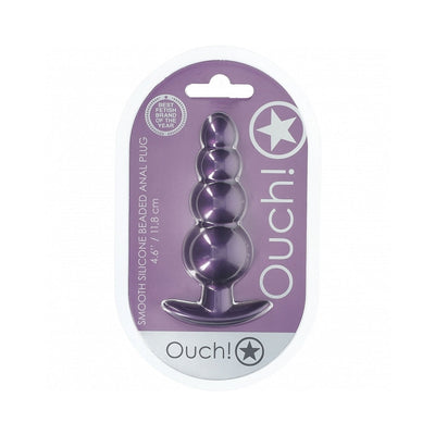 Ouch! Smooth Silicone Beaded Anal Plug 4.6 in.