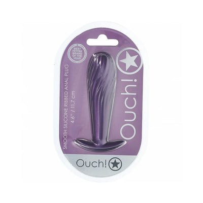 Ouch! Smooth Silicone Ribbed Anal Plug 4.6 in.