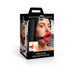 Packaging of Master Series Vibrating Lips Mouth Gag featuring a model wearing red lips gag with adjustable strap.