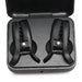 Black vibrating nipple clamps with textured silicone grips inside a compact rechargeable storage case.
