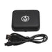 Black compact rechargeable case with Master Series logo and a black USB charging cable coiled beside it.