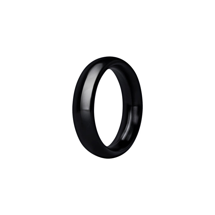 Sleek black 45mm aluminum ring with smooth, polished finish designed for firm yet comfortable wear.