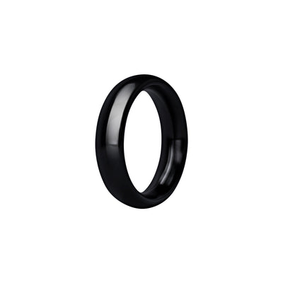 Sleek black 45mm aluminum ring with smooth, polished finish designed for firm yet comfortable wear.
