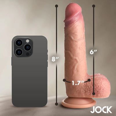 JOCK Real Skin 8 in. Silicone Dildo with Balls Medium