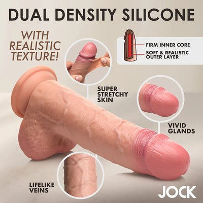 JOCK Real Skin 9 in. Silicone Dildo with Balls Medium