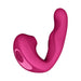 Magenta curved Vive Zaki Air Wave Pulse Wave & G-Spot vibrator with control buttons on the base.