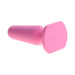 Small pink silicone plug with a rounded tip and wide flared base for safe, comfortable use.