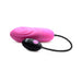 Pink textured silicone bullet vibrator with black wired remote control on white background