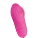 Pink silicone bullet vibrator with textured ridges and attached control bulb on white background.
