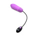 Purple silicone pulsing bullet vibrator with textured ridges and black wired remote control.