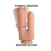 Realistic double dildo in flesh tone with suction base, shown vibrating and rotating to highlight motion features.