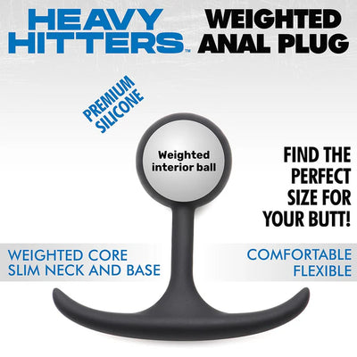 XR Brands Heavy Hitters Comfort Plugs Premium Silicone 3.3 in. Weighted Round Plug