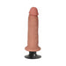 Realistic vibrating dildo with suction cup base in flesh tone, featuring a smooth head and veined shaft design.