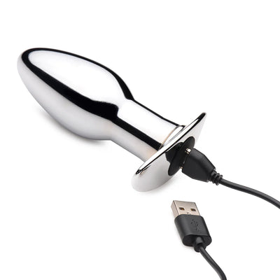 Master Series Chrome Blast 7X Rechargeable Butt Plug W/ Remote Control Small