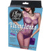 Packaging of Play With Me Vivacious Lingerie Kit featuring a model in purple fishnet bodystocking and kit contents illustration.