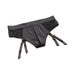 Black panty harness with lace sides and adjustable garter straps, designed for comfort and support with a front O-ring.