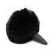 Black fluffy interchangeable bunny tail with a smooth silicone base for SnapOn Tailz anal plugs.