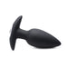 Black silicone vibrating butt plug with tapered tip and flared base, designed for voice and remote control activation.