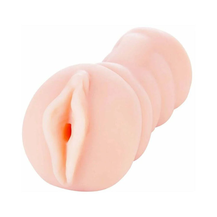 Myu Miss Vicki realistic masturbator in soft skin tone with textured, stretchy entry and ergonomic shape.