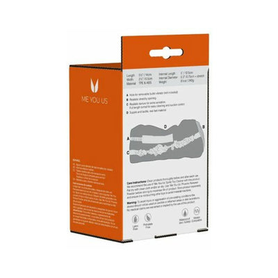 Orange and white packaging of Myu Miss Vicki Realistic Masturbator with product features and care instructions.