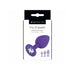 Purple silicone butt plug with jeweled base shown on white packaging for Me You Us Trio of Jewels 3-piece training set.