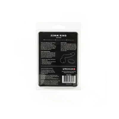 Packaging back view of Prowler Red 55mm silicone ring with product details and usage instructions.