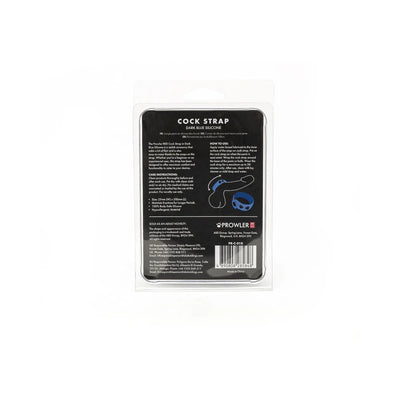 Packaging of the Prowler Red Silicone Cock Strap showing product details and usage instructions on the back.