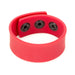 Red silicone adjustable strap with black snap closures designed for a comfortable fit.