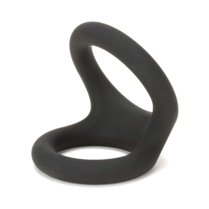 Black silicone dual-ring accessory with ergonomic design for enhanced comfort and fit.
