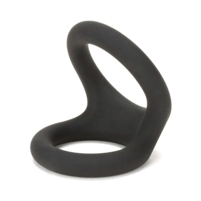 Black silicone dual-ring accessory with ergonomic design for enhanced comfort and fit.
