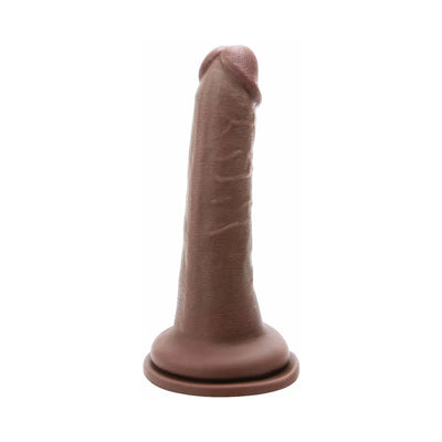 Realistic 6.5-inch red silicone dildo with lifelike texture and sturdy suction cup base for hands-free use.